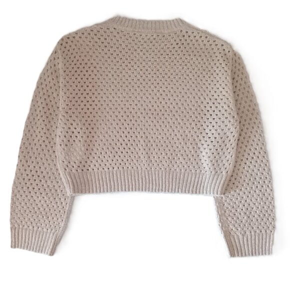 H&M Kids Crochet Knit Sweater Cream Soft Cozy Preppy Retro-inspired Sz CA 12-14A - Picture 3 of 6
